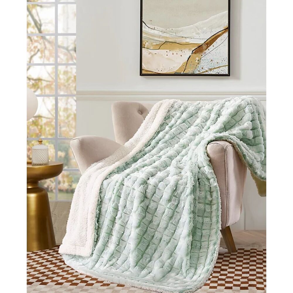 NWT Royal Luxe Reversible Micromink to Faux-Sherpa Tie-Dye Throw